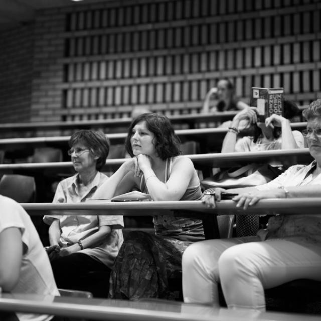 summer school participants concentrating